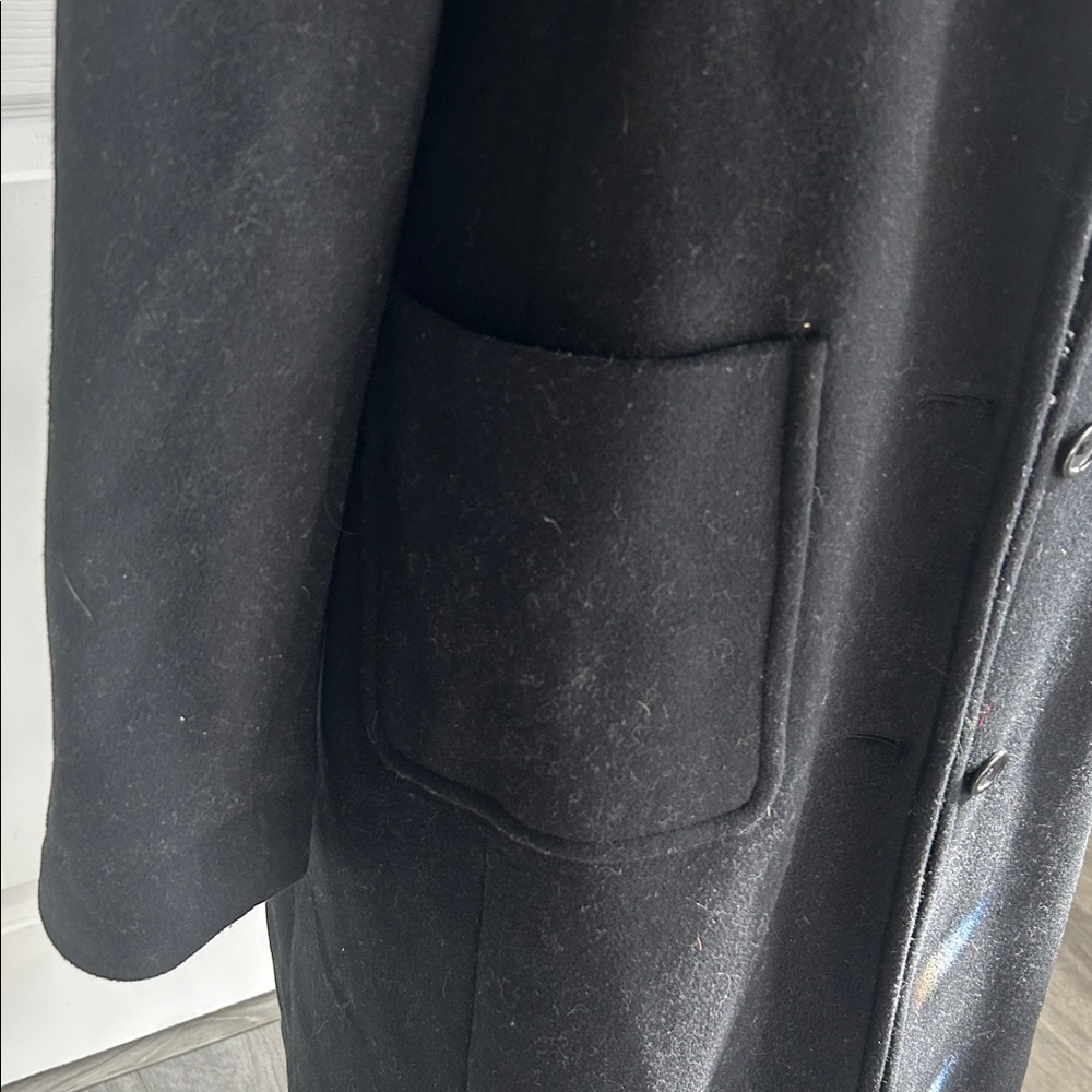 J. Crew Black Parch Pockets Long Wool Coat Sz S - Picture 6 of 6